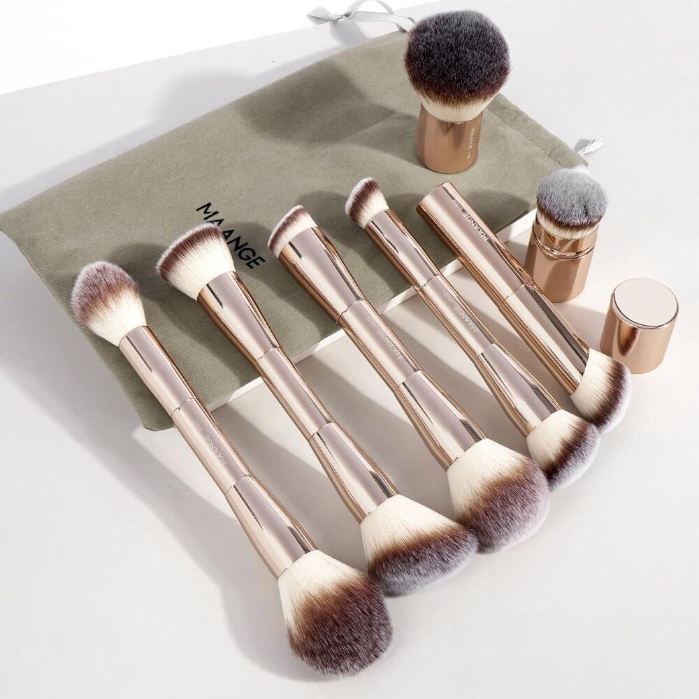 Maange 7 Pieces Gold Double Sided Kabuki Cosmetics Makeup Brushes - Picture 3 of 5